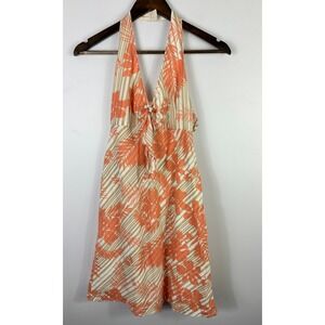 Vtg Y2K Gap Halter Babydoll Dress Womens 2 Floral Cotton Tropical Beach Resort
